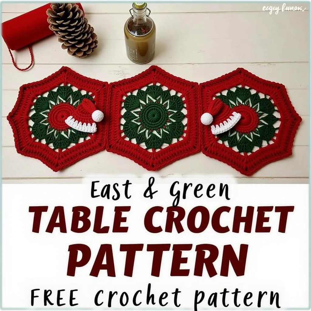 Free Crochet Pattern for a Traditional Red and Green Christmas Table Runner