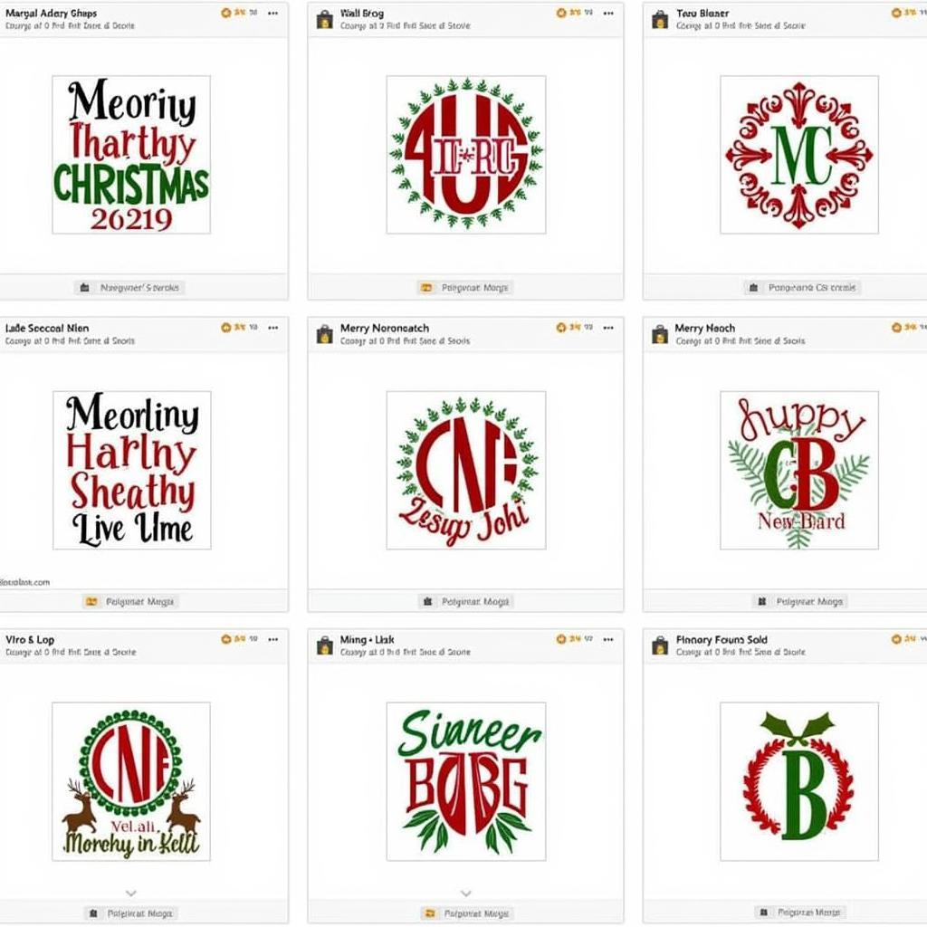 Festive Christmas Split Monogram SVG Designs