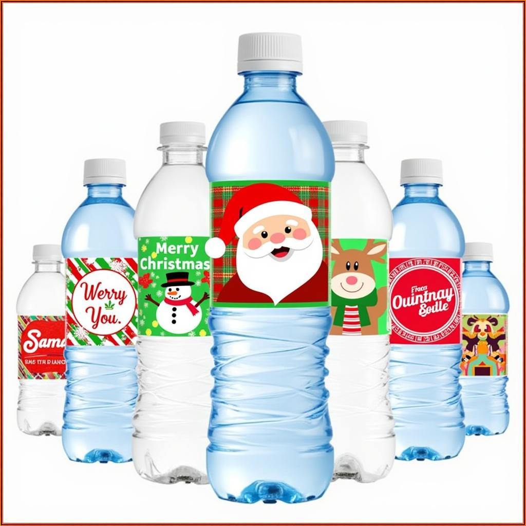 Festive Christmas Water Bottle Labels