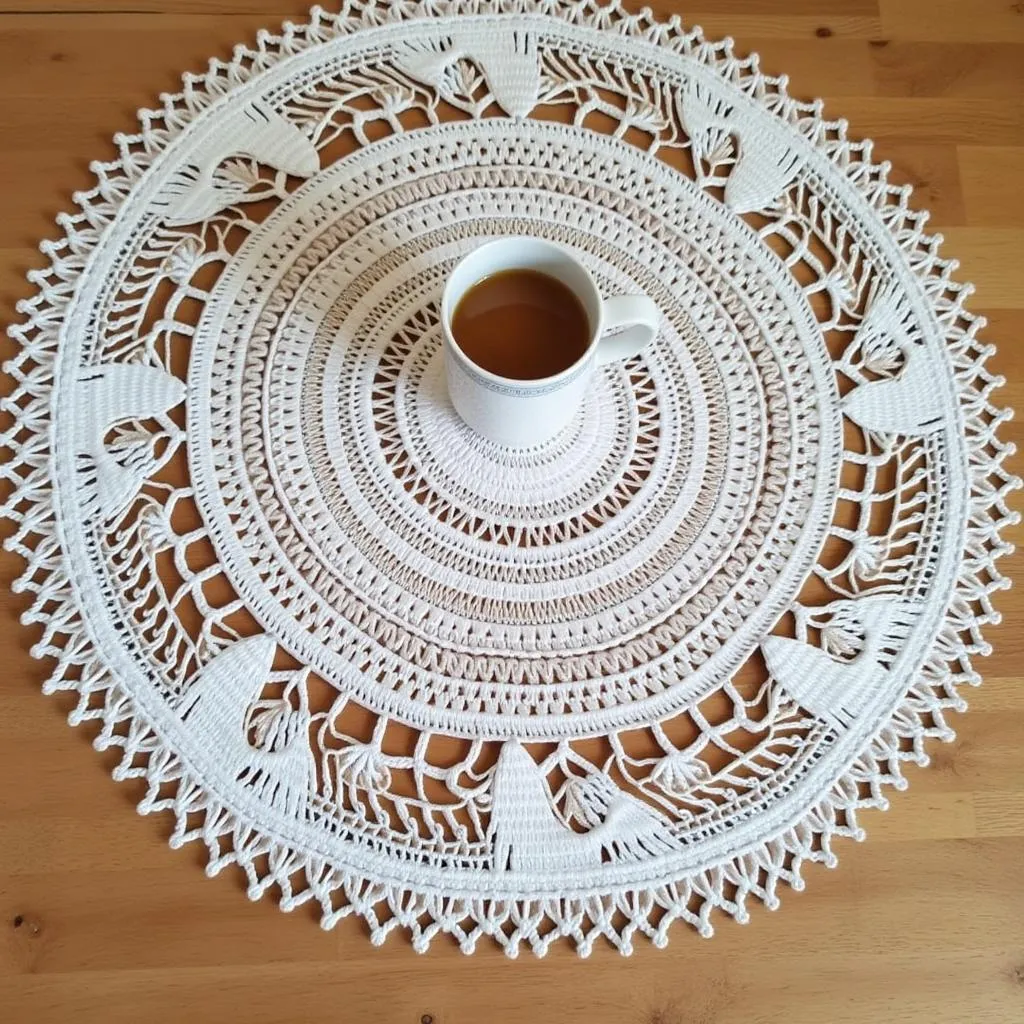 Elegant Christmas Table Runner Crochet Pattern in White and Silver