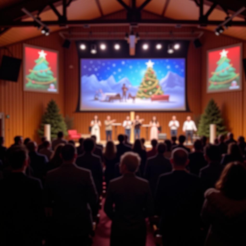 People singing during a Christmas worship service