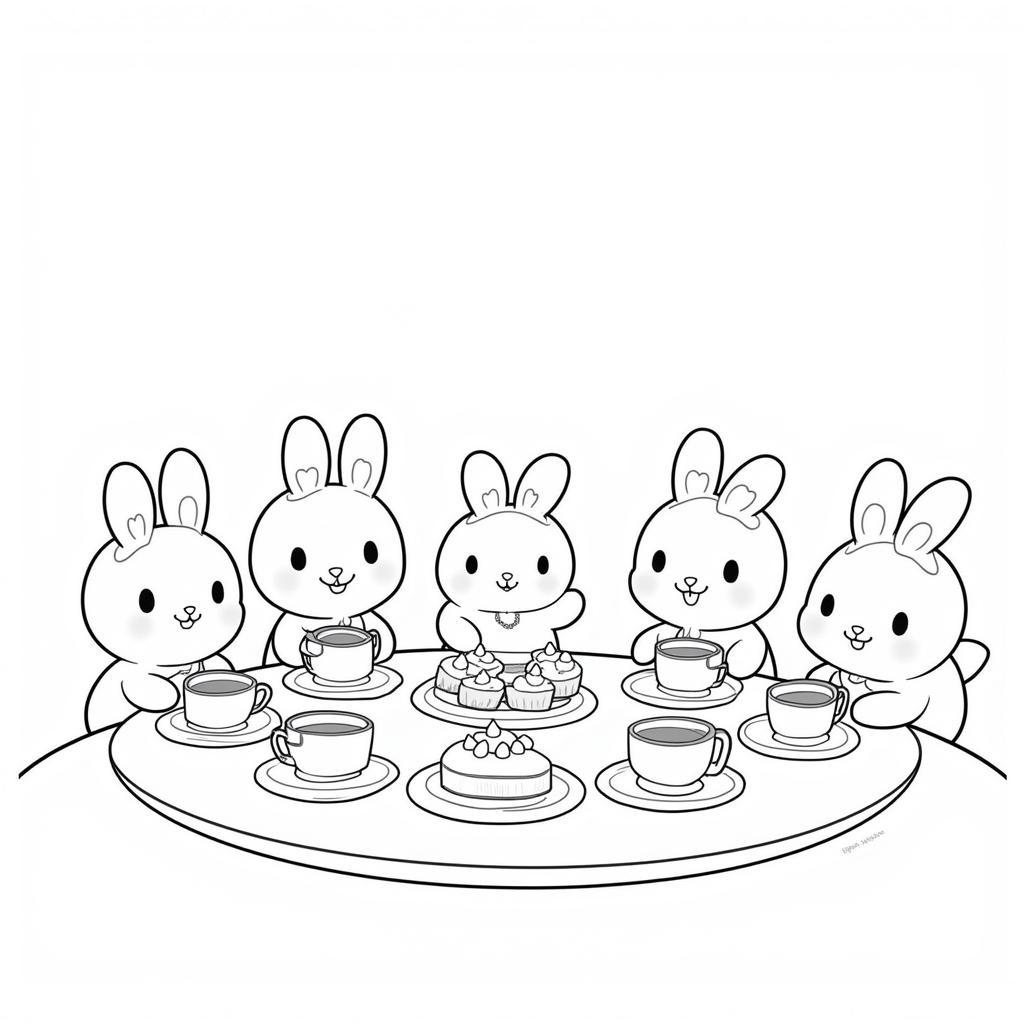 Cinnamoroll and Friends Enjoying Treats at a Cafe