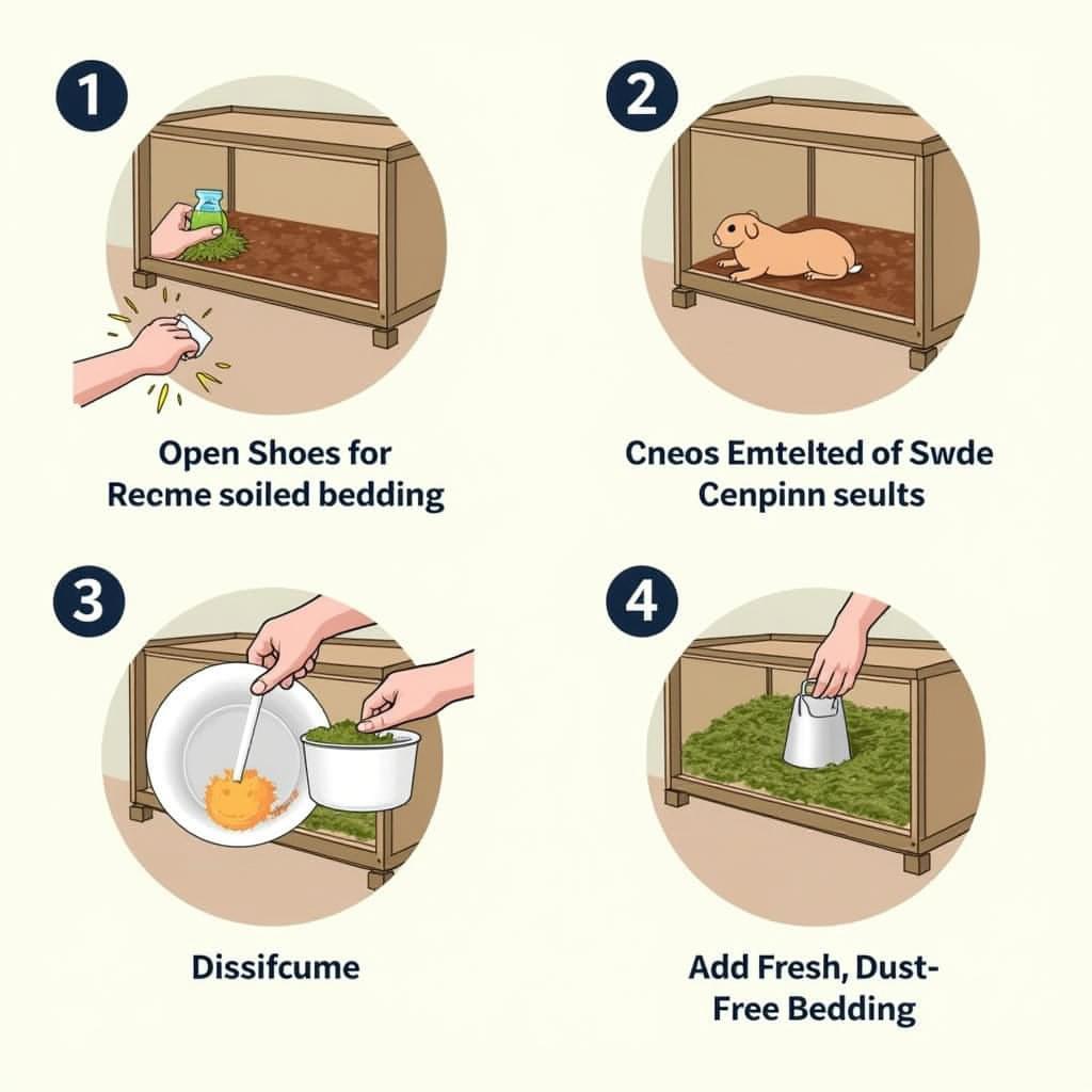 Cleaning a Rabbit Hutch with Fresh Bedding