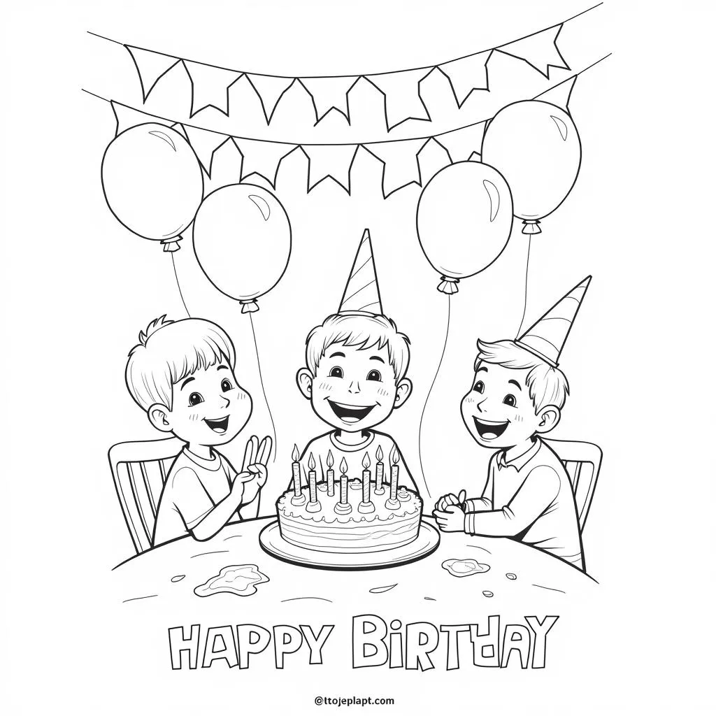 Cocomelon Birthday Party Coloring Page