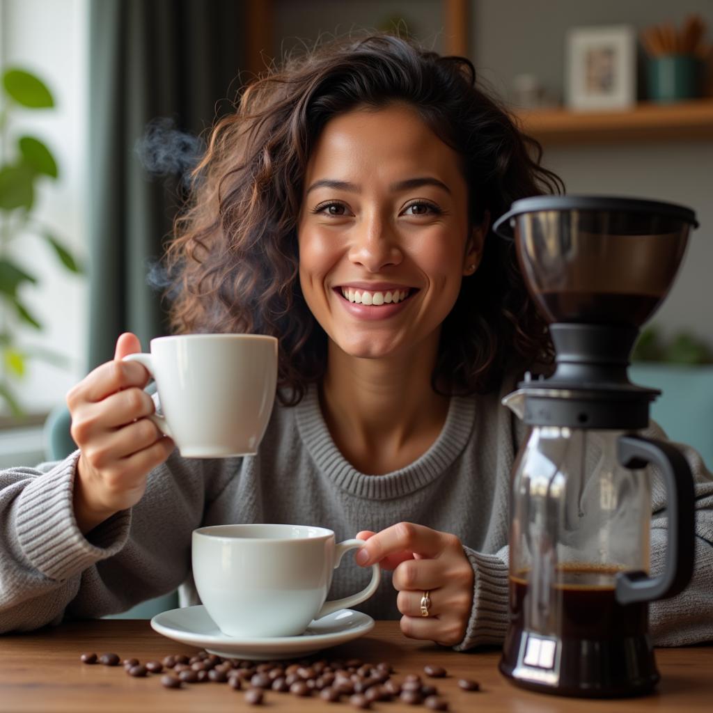 Coffee Enthusiast Enjoying Their Subscription with Free Shipping