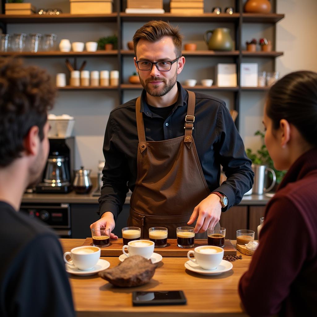 Coffee tasting event at a local cafe