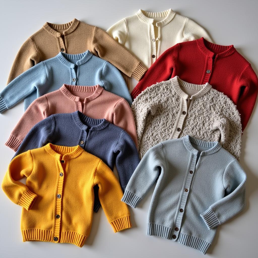 A Collection of Knitted Sweaters in Different Yarns