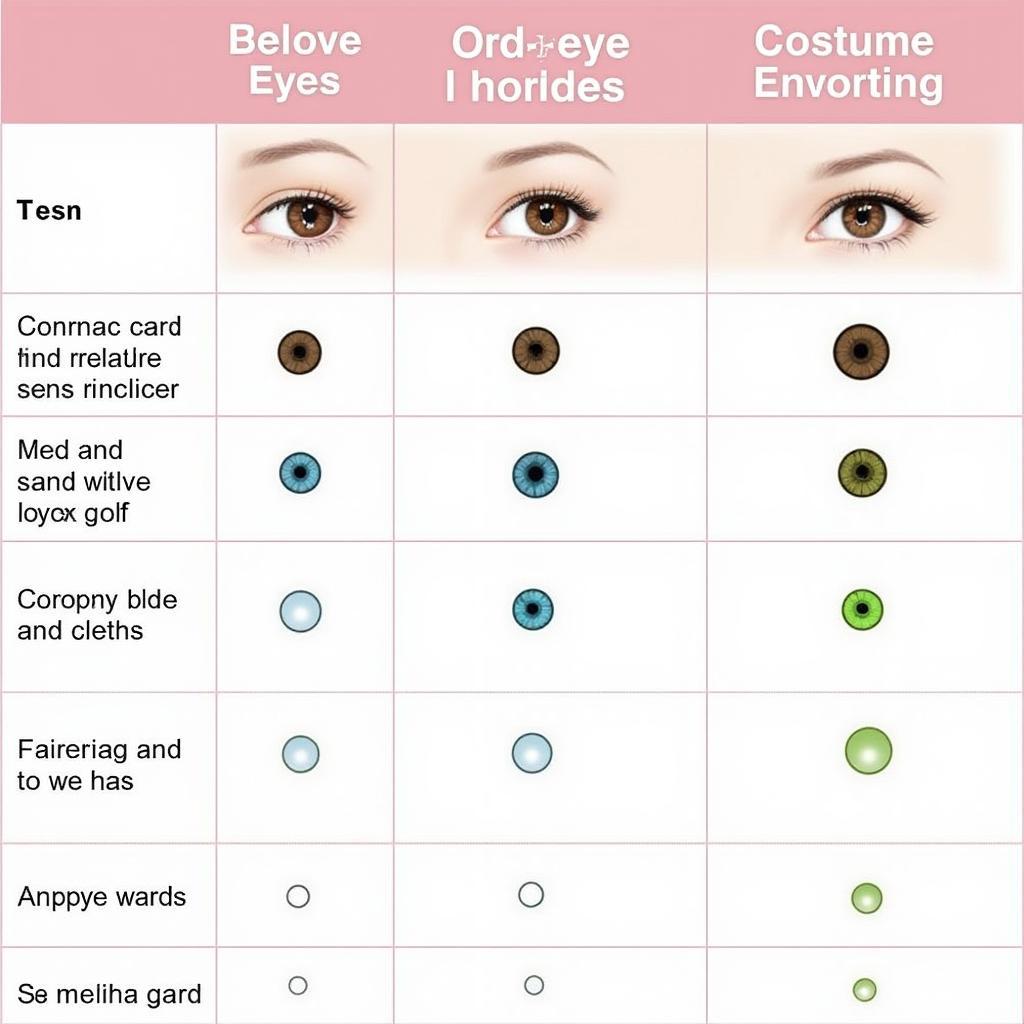 Different Types of Colored Contact Lenses on Different Eye Colors