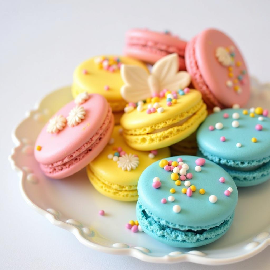 assorted dairy-free macarons arranged on a plate