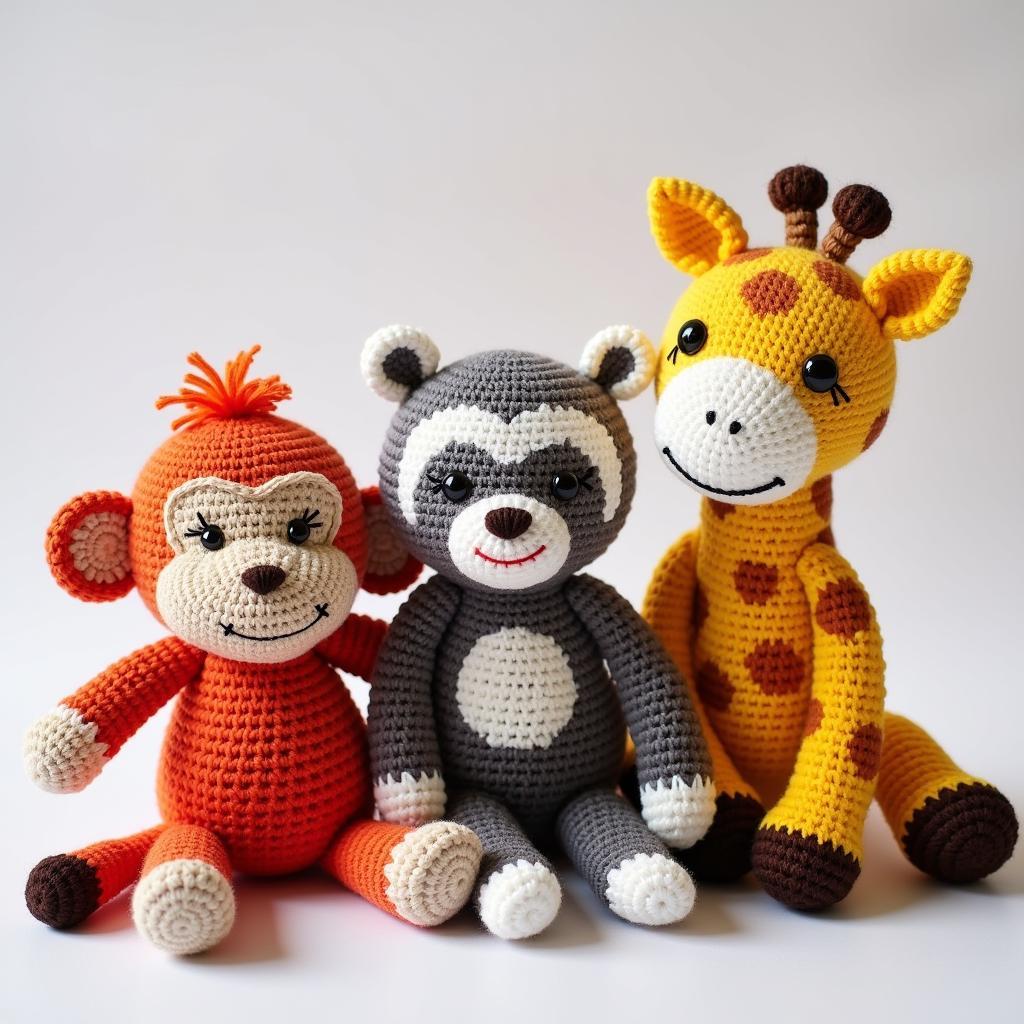 Colorful Knitted Amigurumi Animals