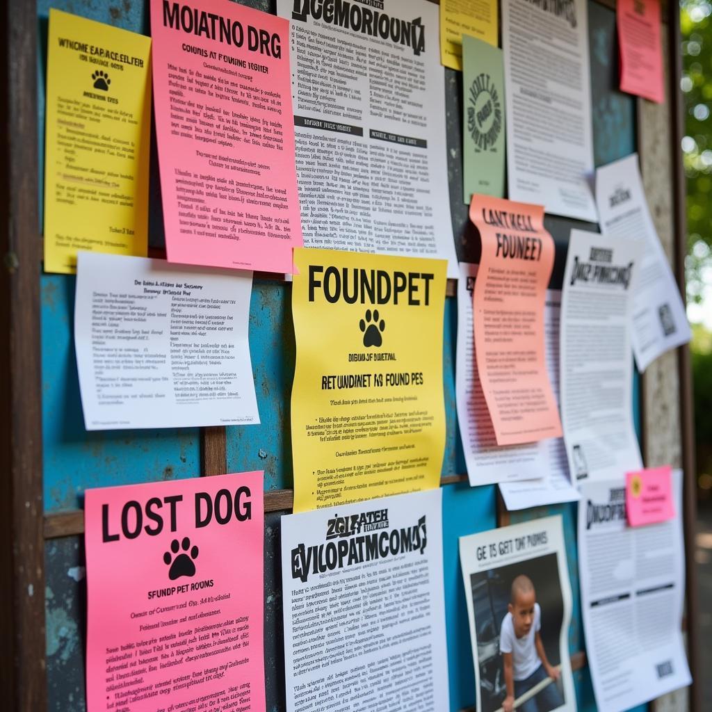 Community Bulletin Board with Lost Pet Notices