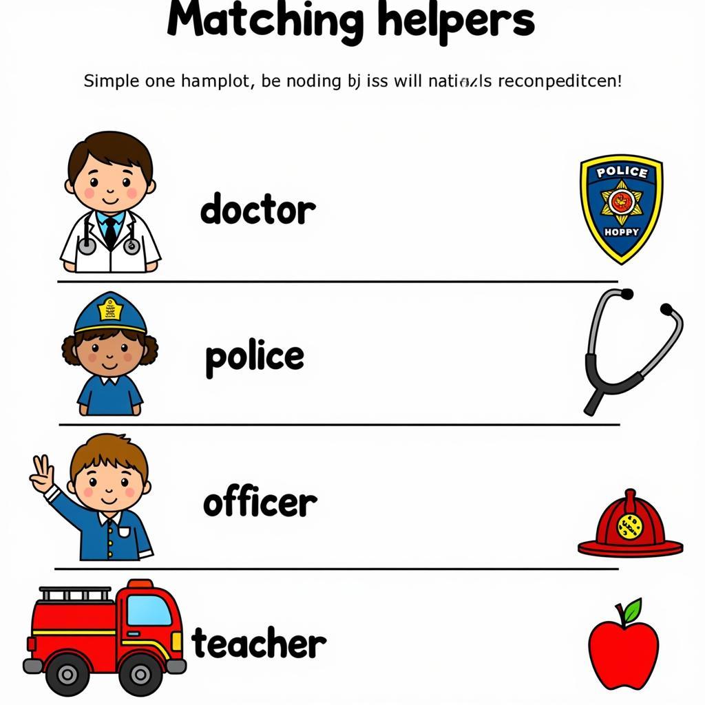 Preschool Community Helpers Matching Worksheet