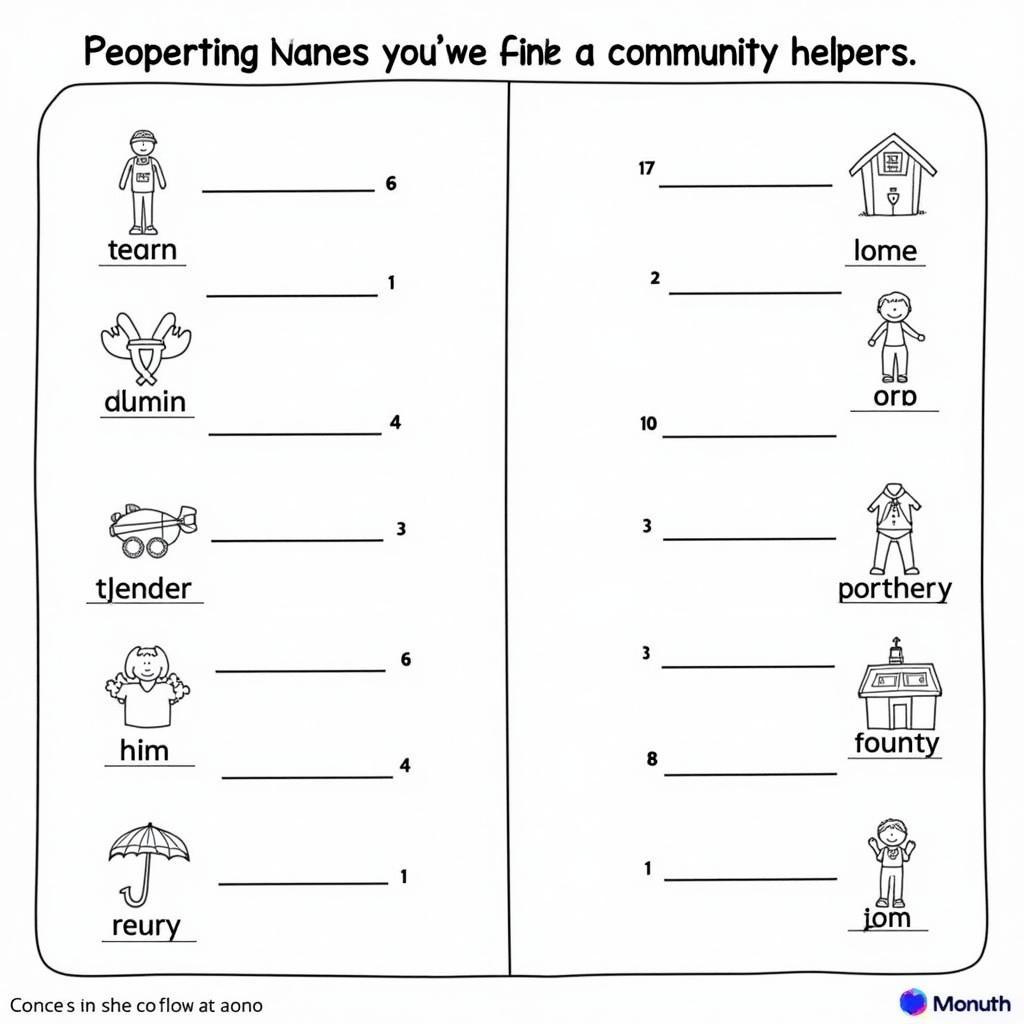 Elementary Community Helpers Word Matching Worksheet