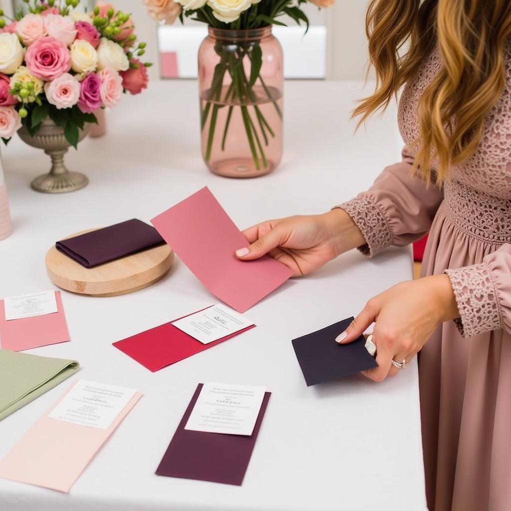 Comparing Bridesmaid Dress Swatches with Wedding Decor Elements