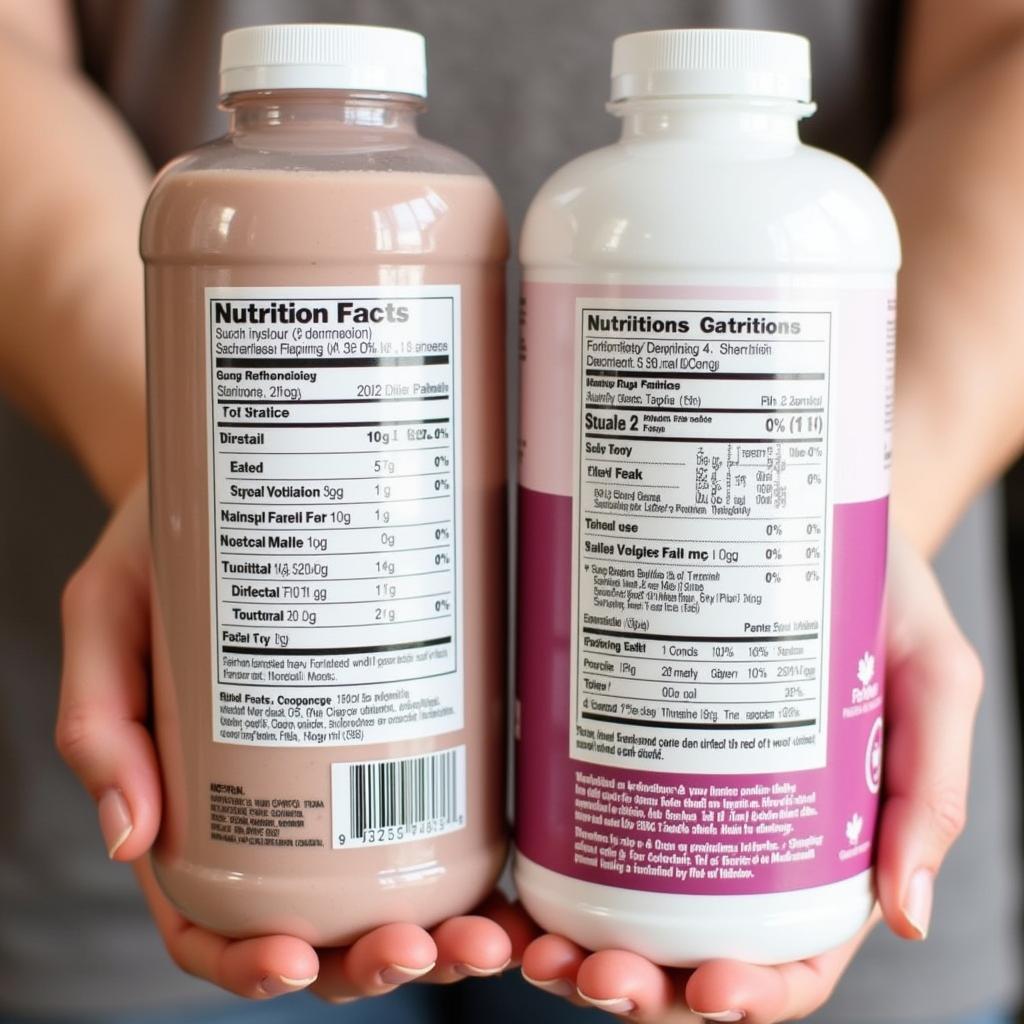 Comparing nutritional labels of dairy-free meal replacement shakes 