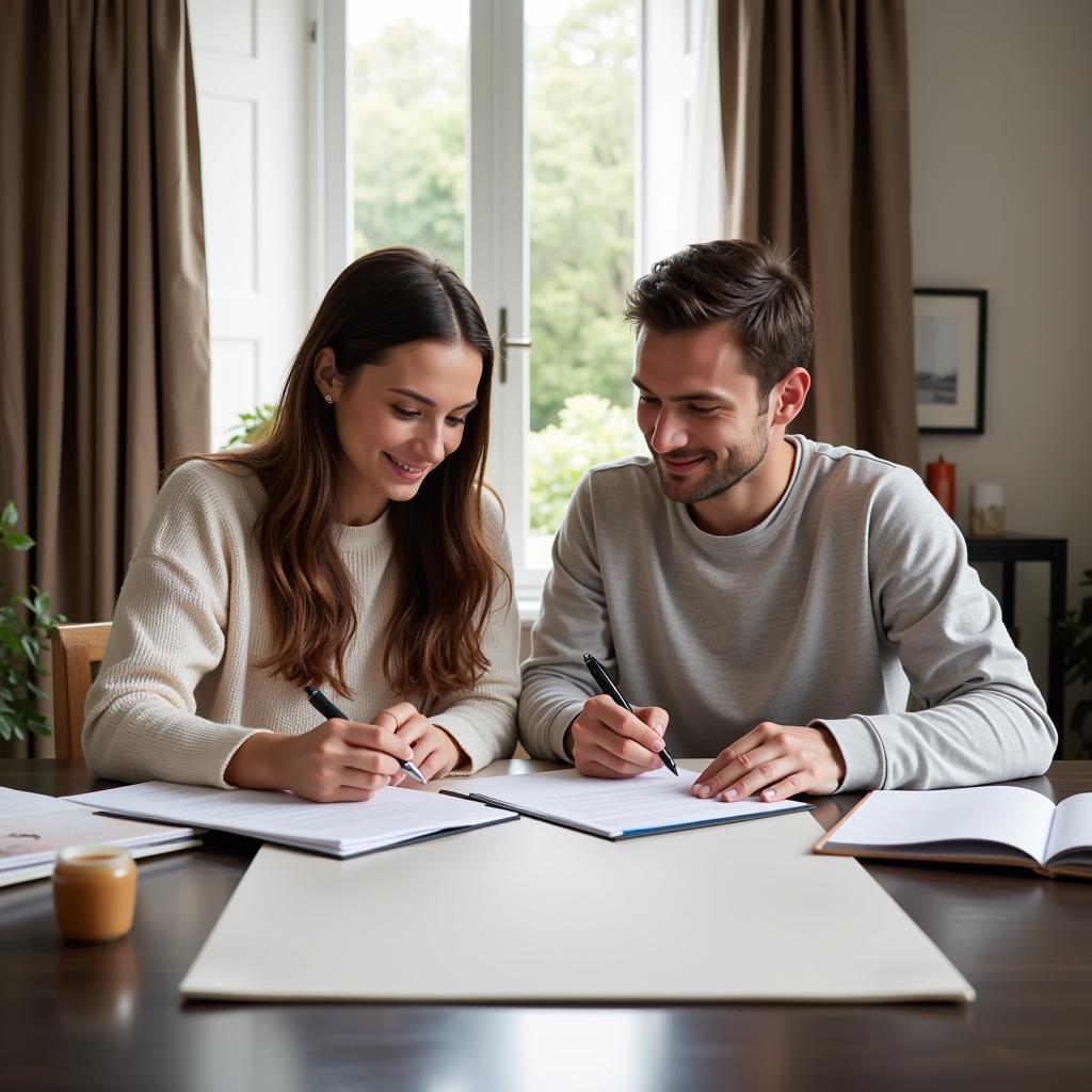 Couple Completing Bill of Sale