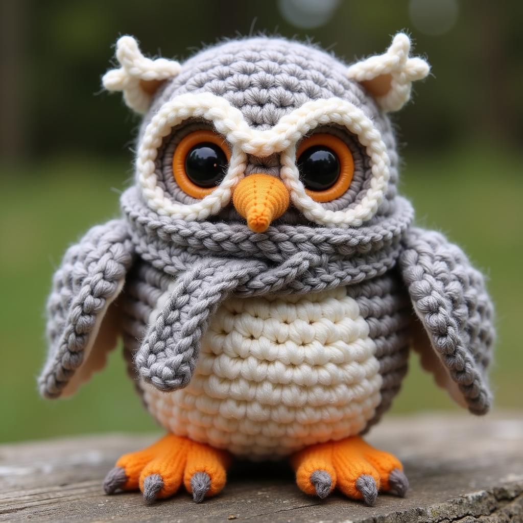 Complex Amigurumi Owl Pattern: An intricately designed crocheted owl with realistic features.