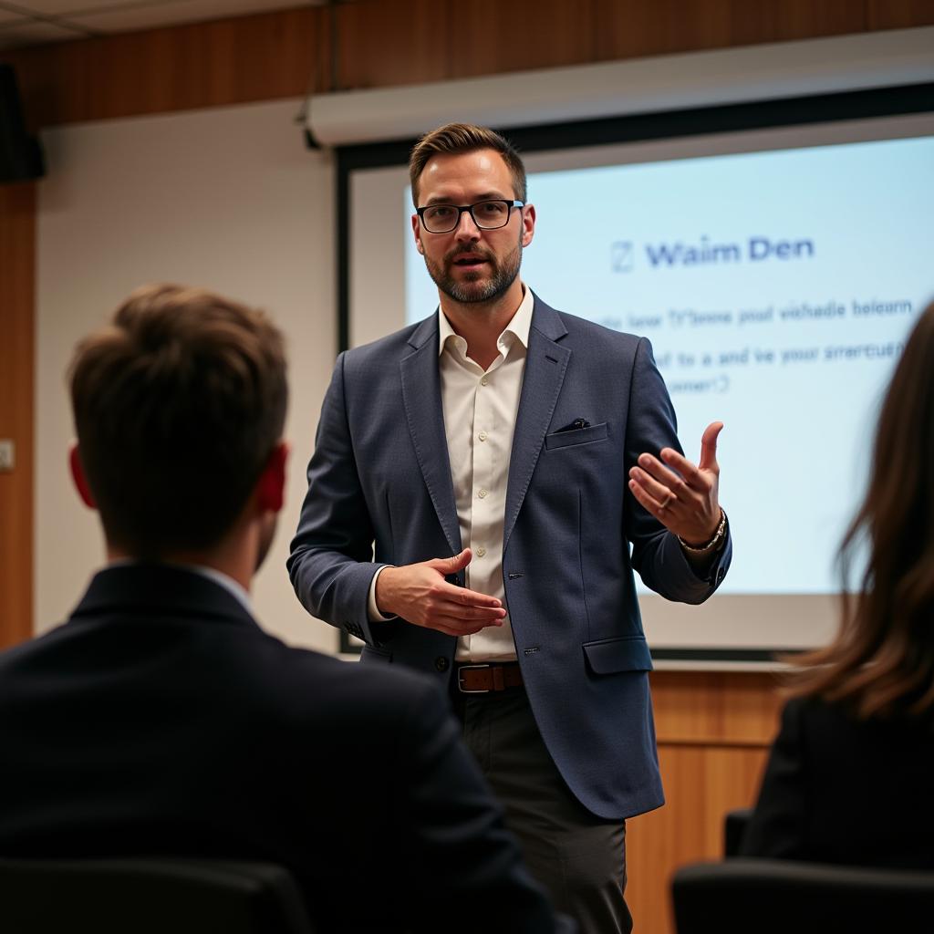 Man Confidently Delivering Presentation