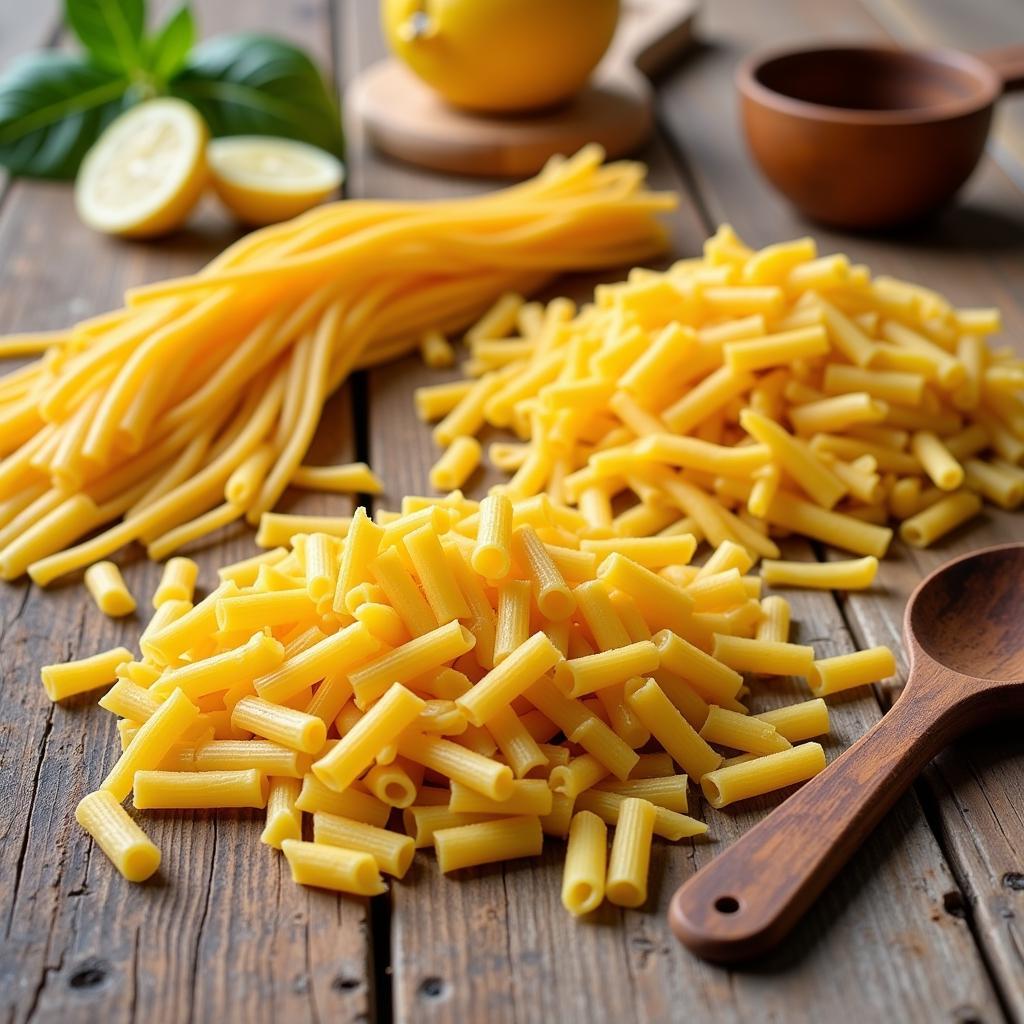 Various shapes of gluten-free corn pasta