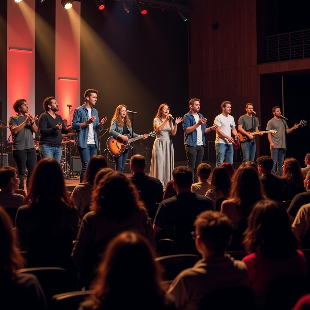 Worship band leading service at Cornerstone Church