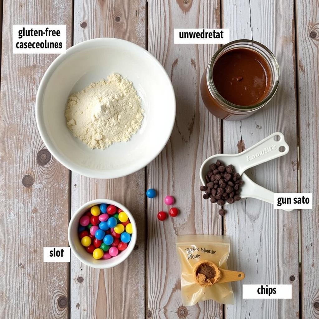 Ingredients for gluten-free cosmic brownies arranged on a table