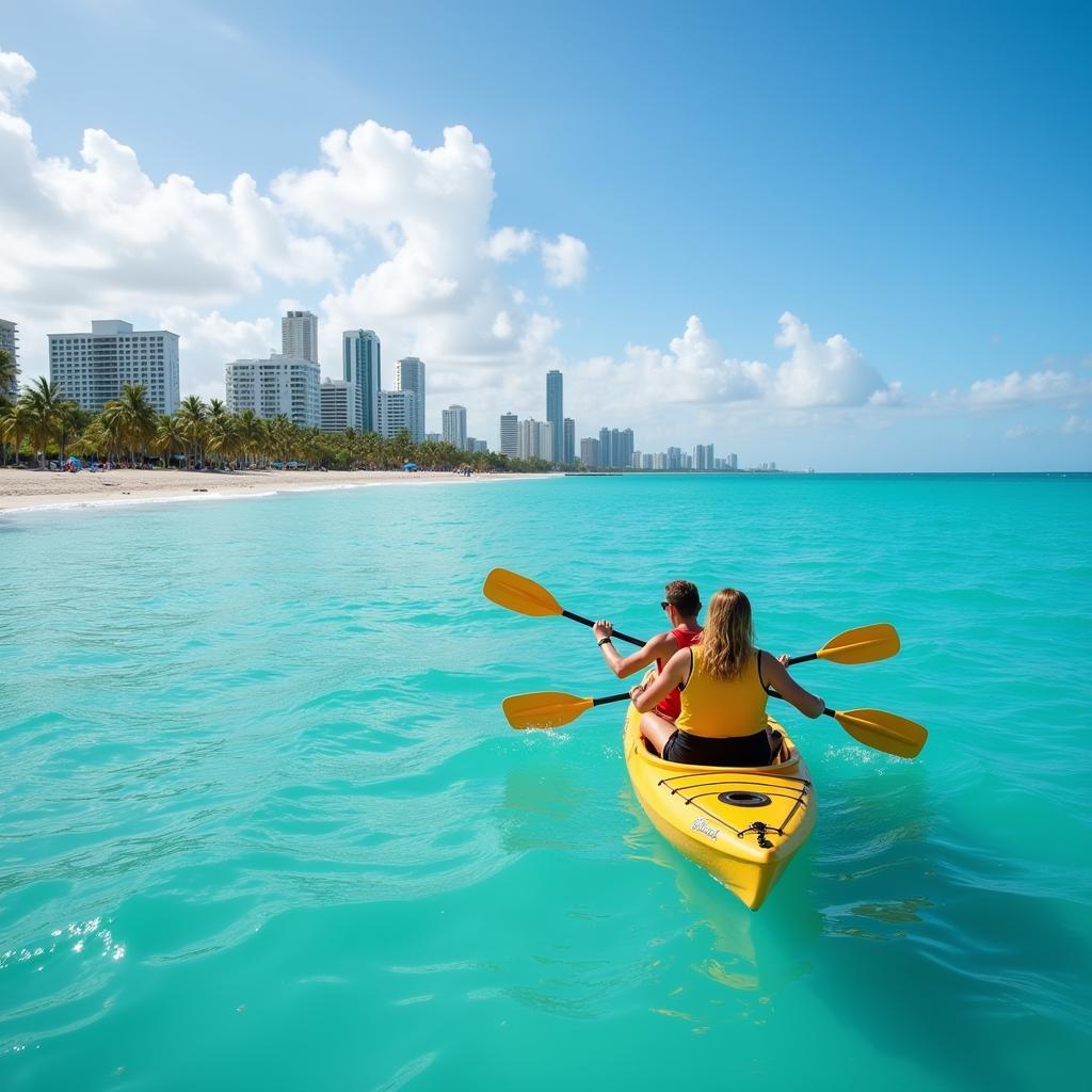 Couple Kayaking in Miami Beach