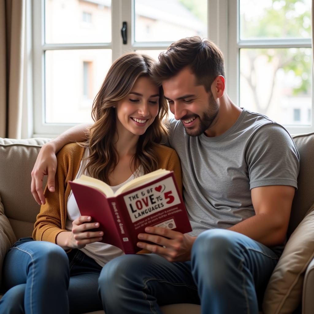 Couple Reading The Five Love Languages Book Together