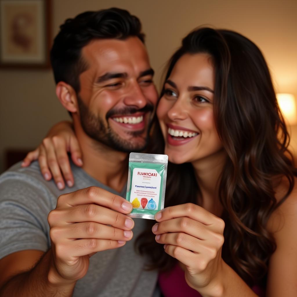 Couple Trying a Flavored Lubricant Sample Together