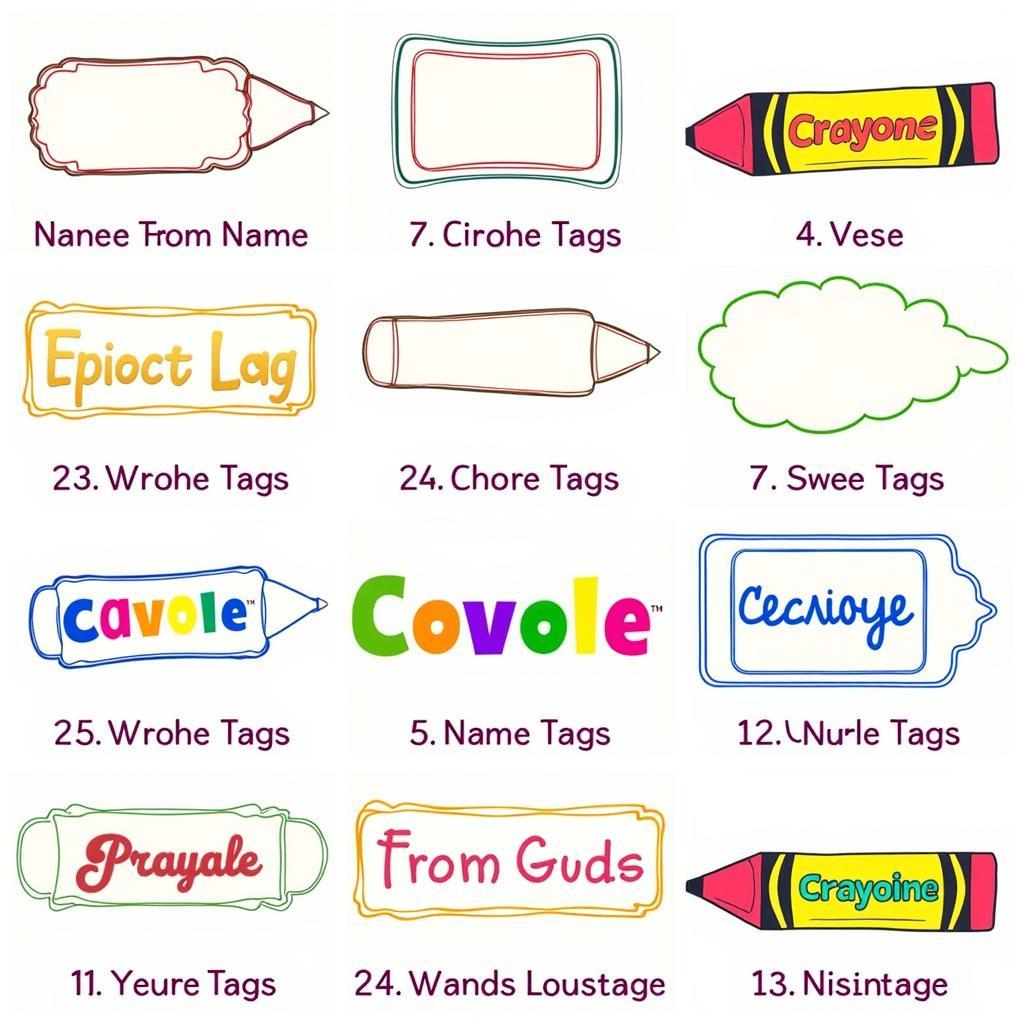 Crayon Name Tags Designs