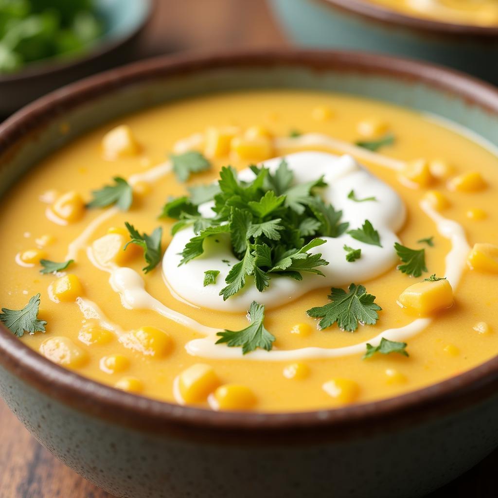  A steaming bowl of creamy Gluten-Free Corn Chowder