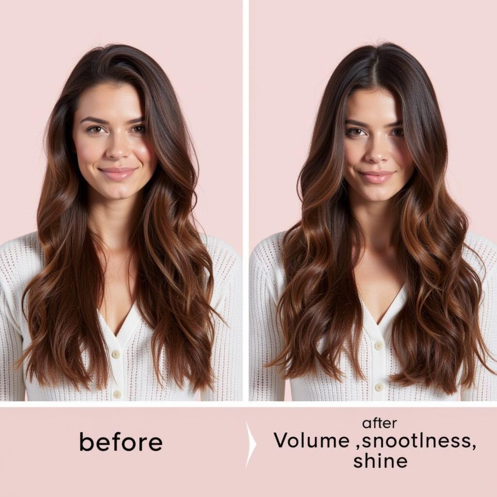 Before and after using a Cricket static free volumizer hair brush