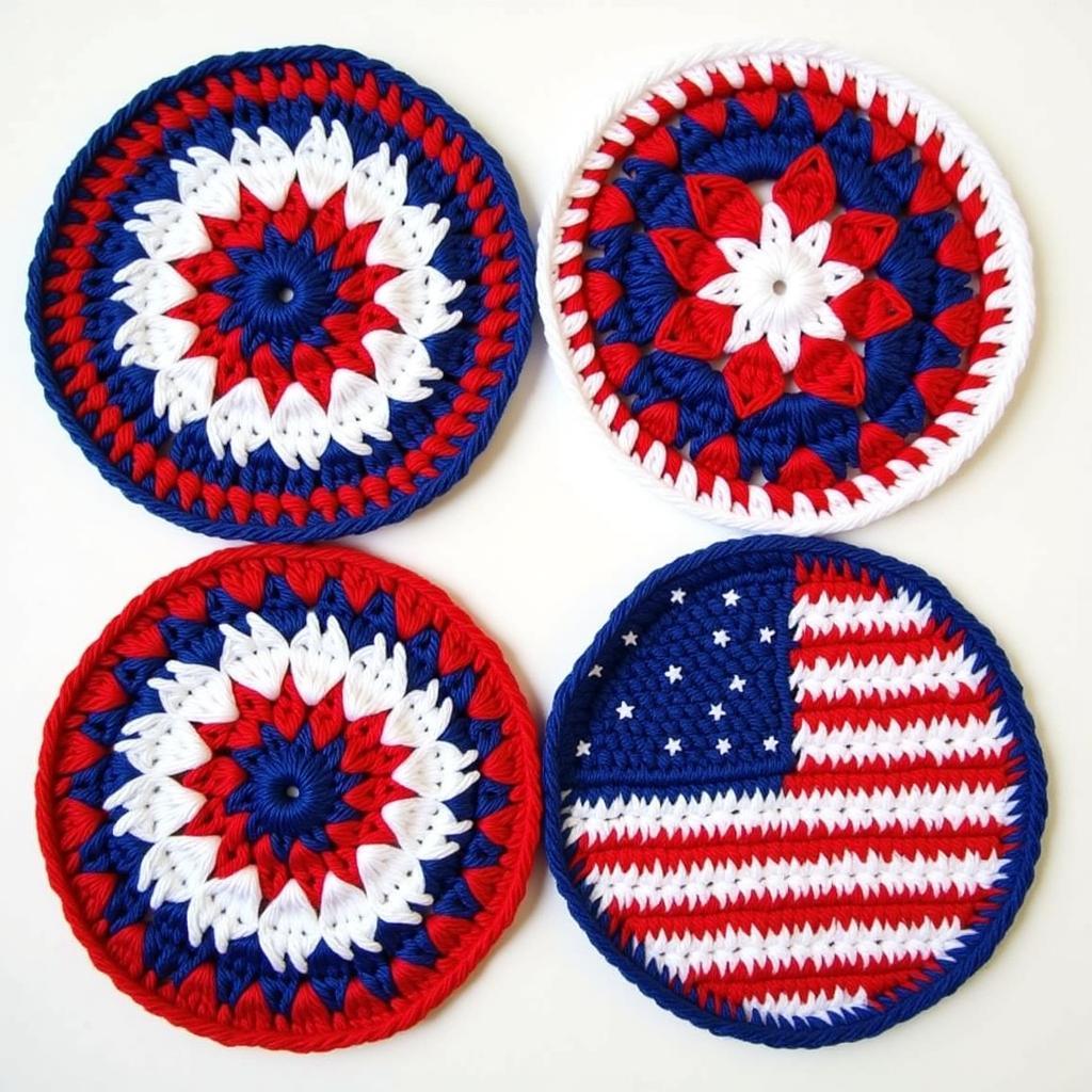 Patriotic Crochet Coasters for 4th of July