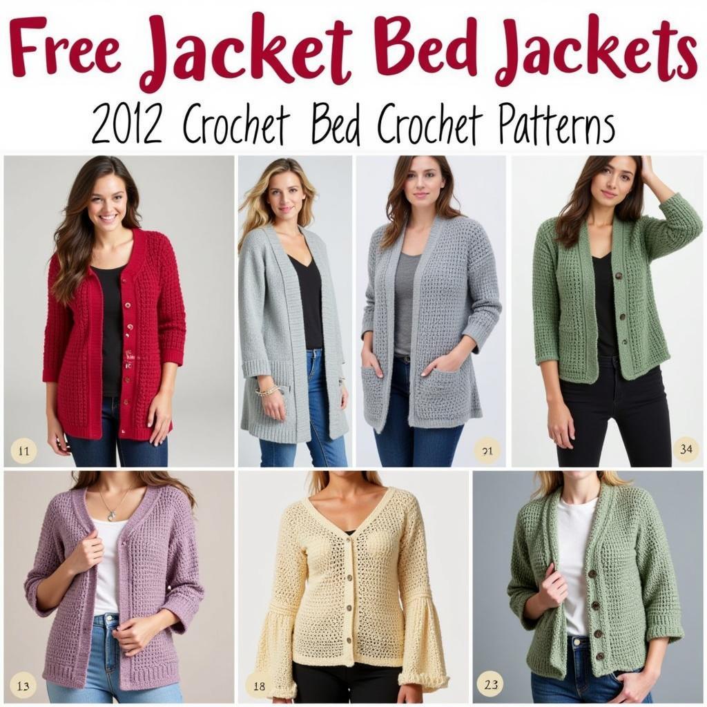 Different styles of crochet bed jackets