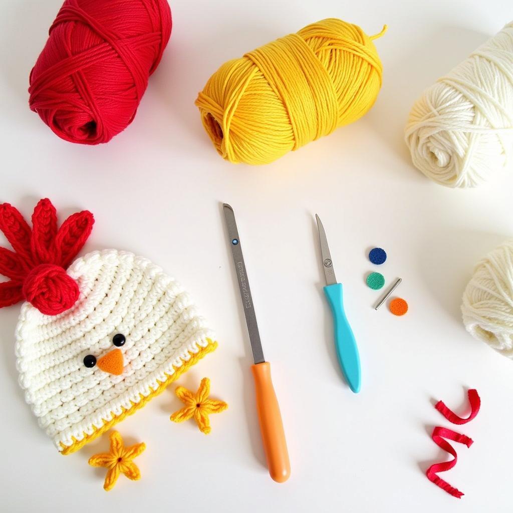 Crochet Supplies for Chicken Hat