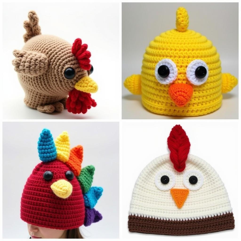 Different Crochet Chicken Hat Styles