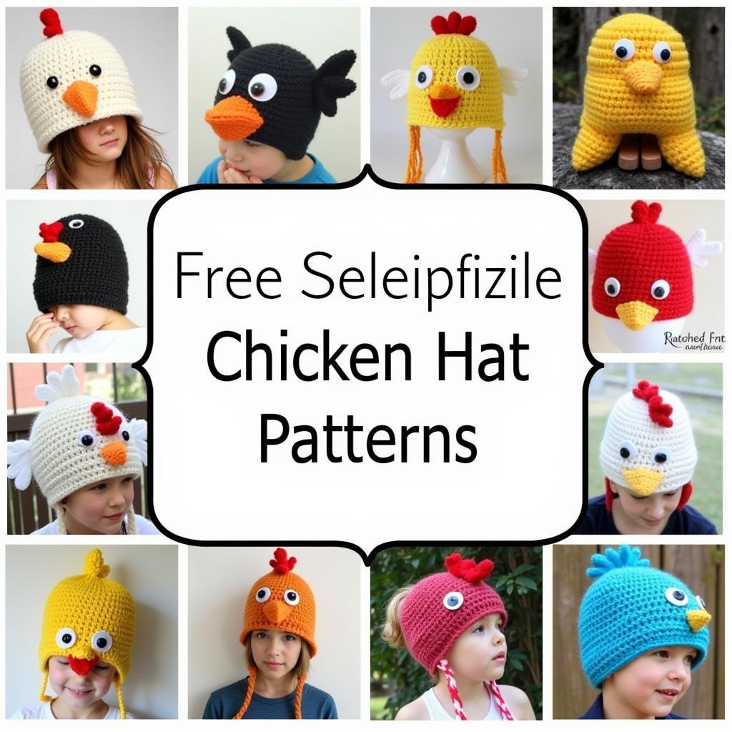 Variety of crochet chicken hat patterns