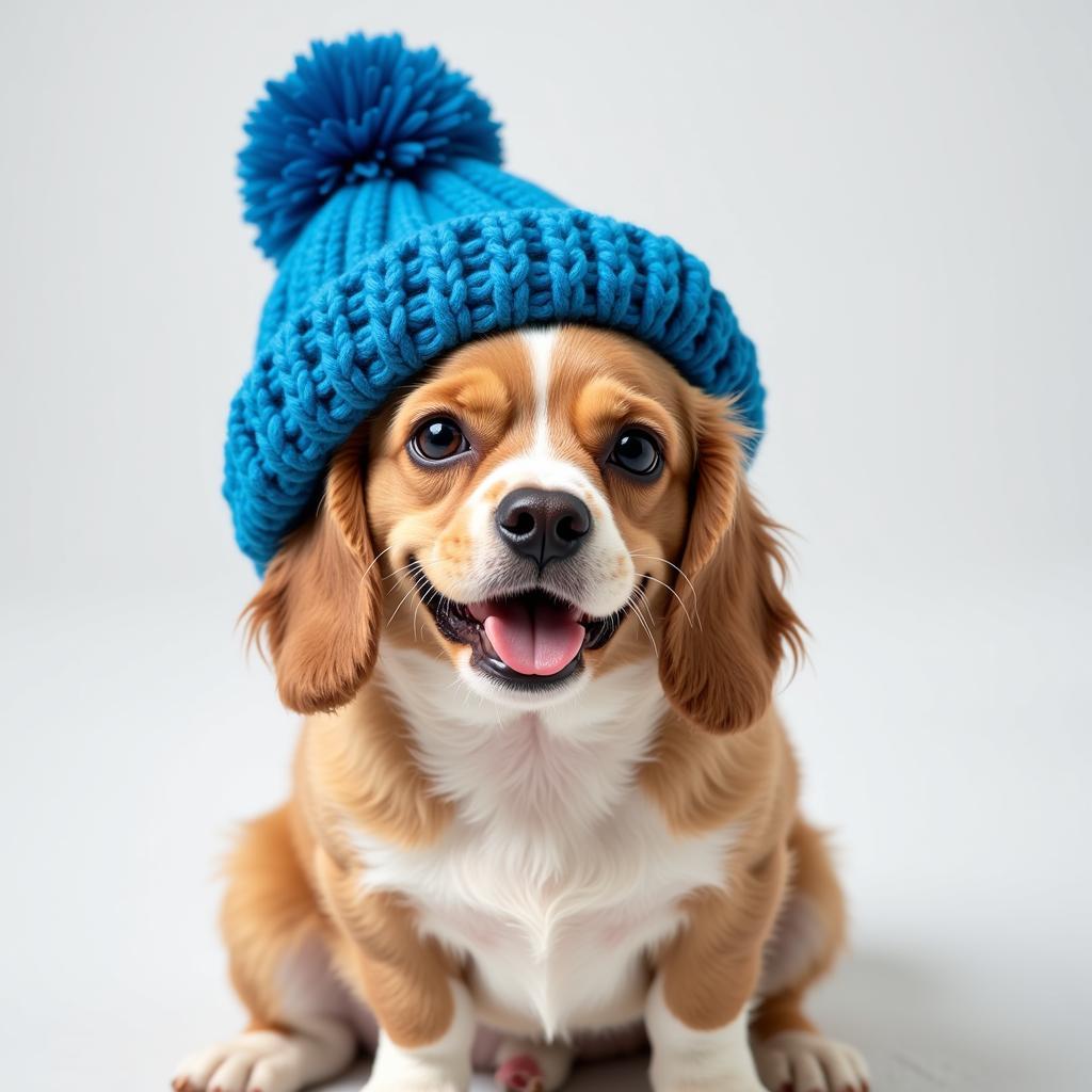 Crocheted Dog Hat with Pom-Pom