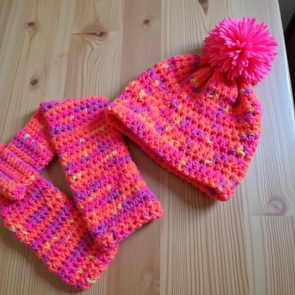 Children's crochet hat and scarf set