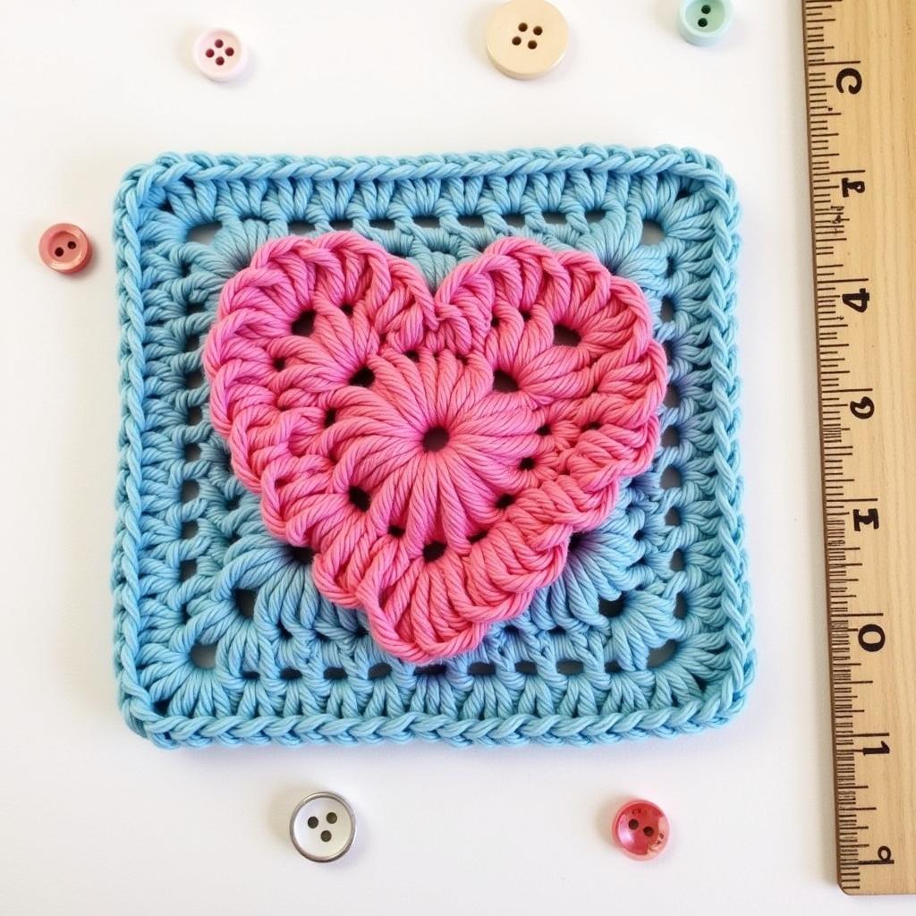 Final round of the crochet heart granny square.