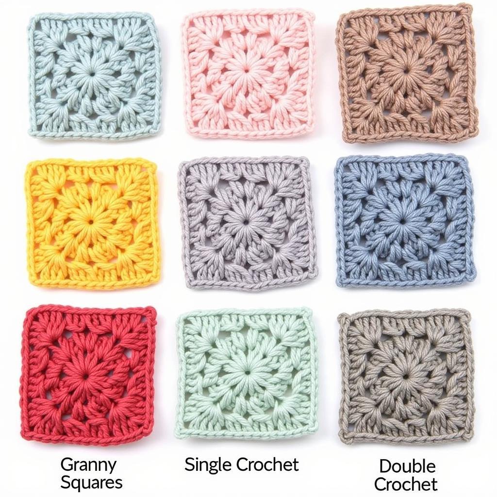 Different crochet stitches for purses.