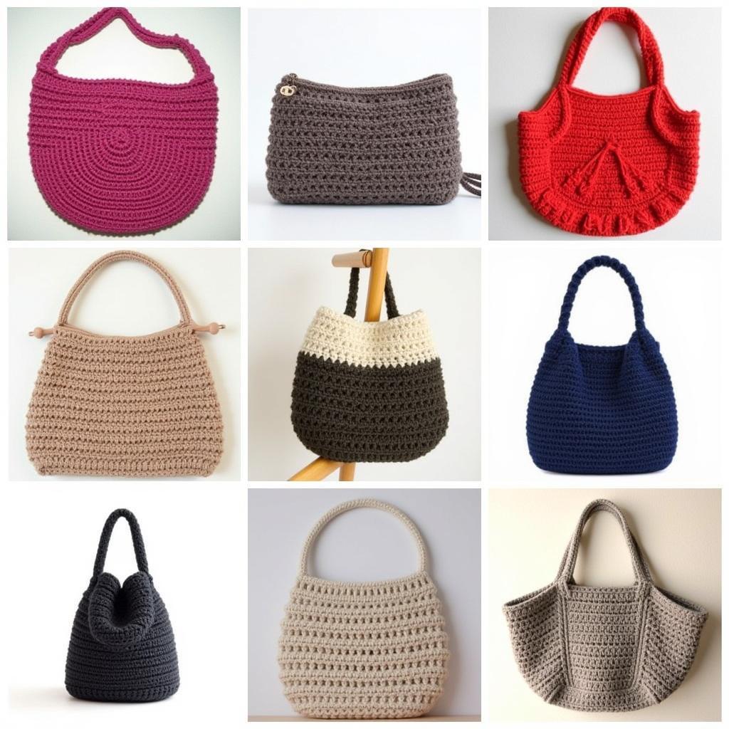 Crochet purses in different styles.