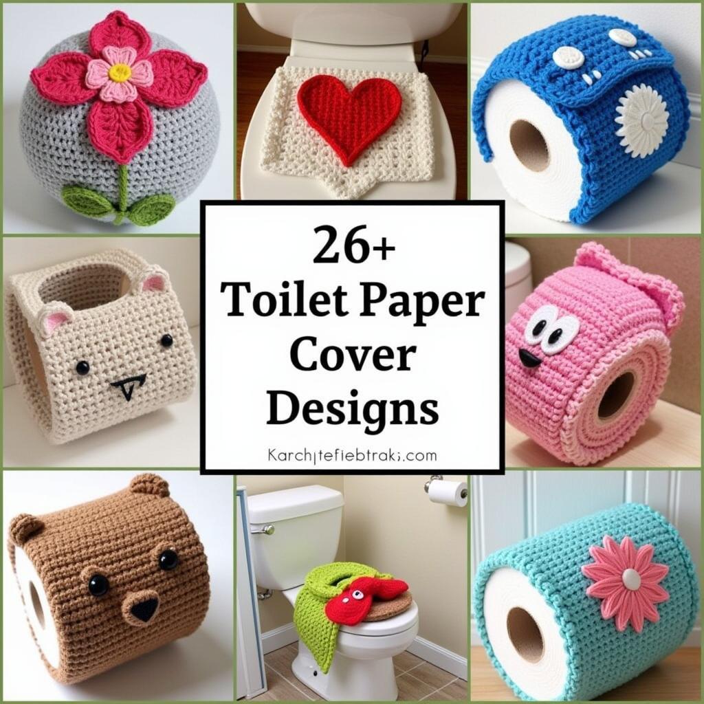 Various crochet toilet paper cover patterns