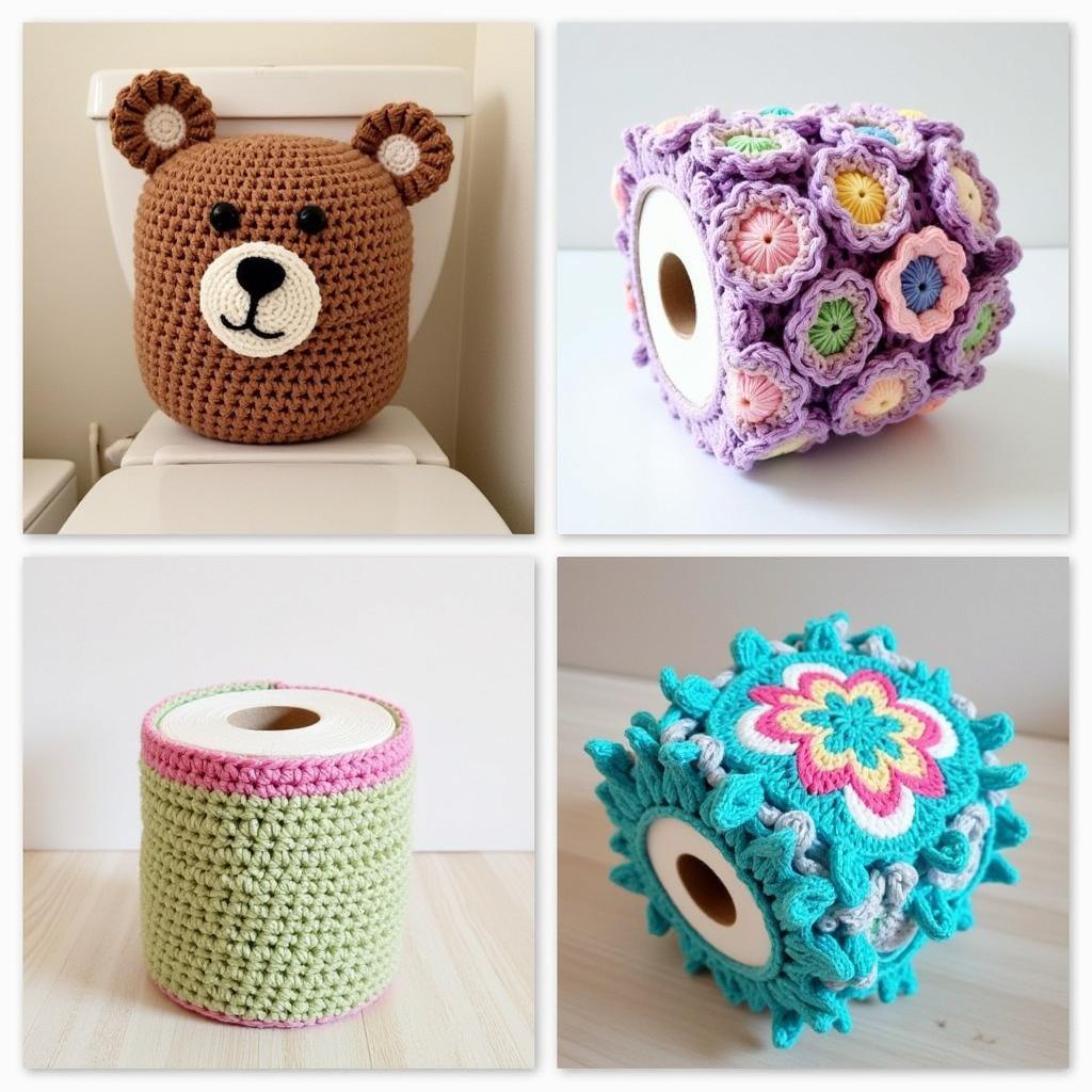 Unique crochet toilet paper cover designs