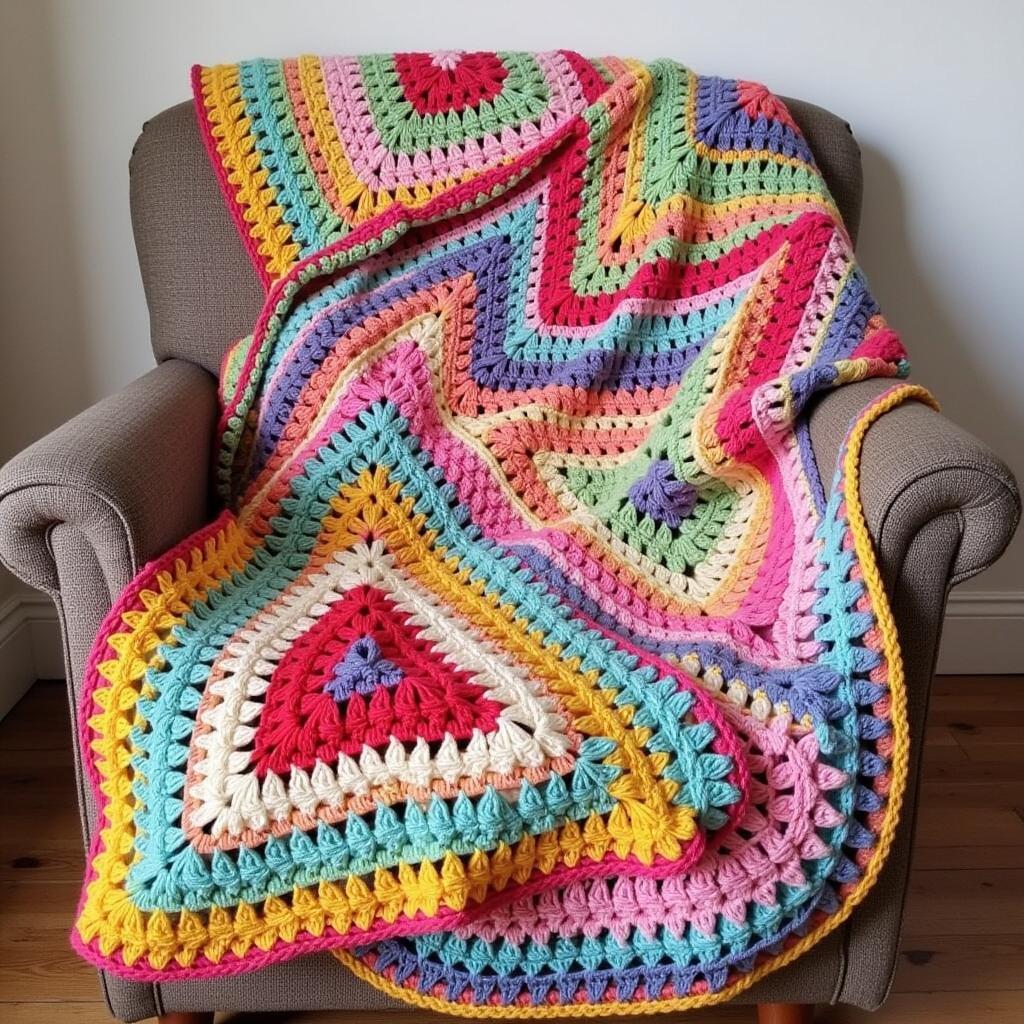 Colorful Triangle Crochet Blanket