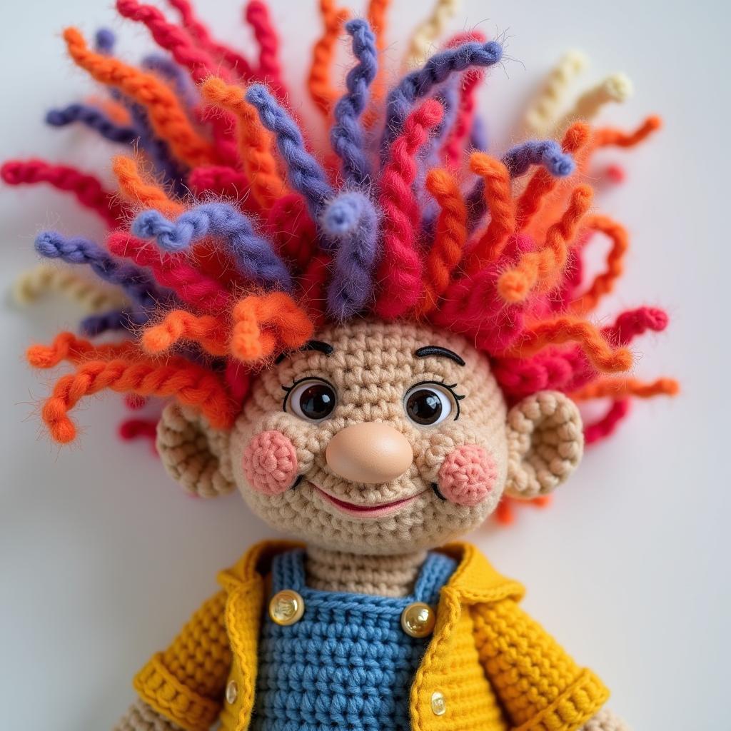 Crochet Troll with Colorful Hair 