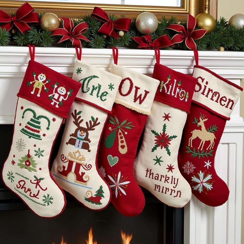 Creative cross stitch Christmas stocking ideas