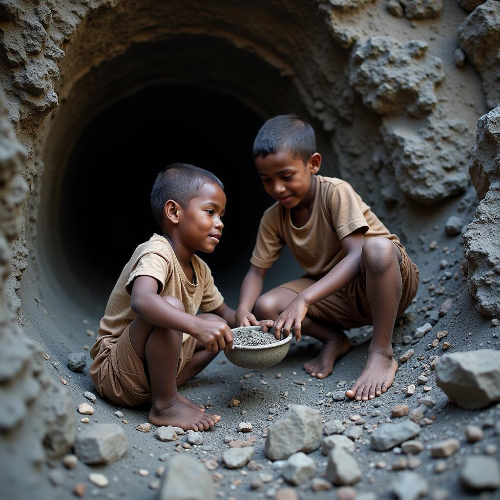 Children mining mica