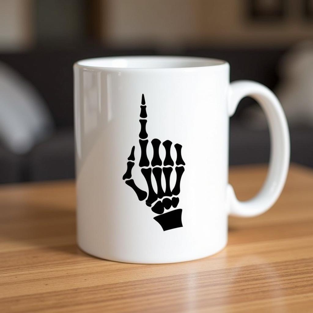 Custom Designed Skeleton Middle Finger Mug