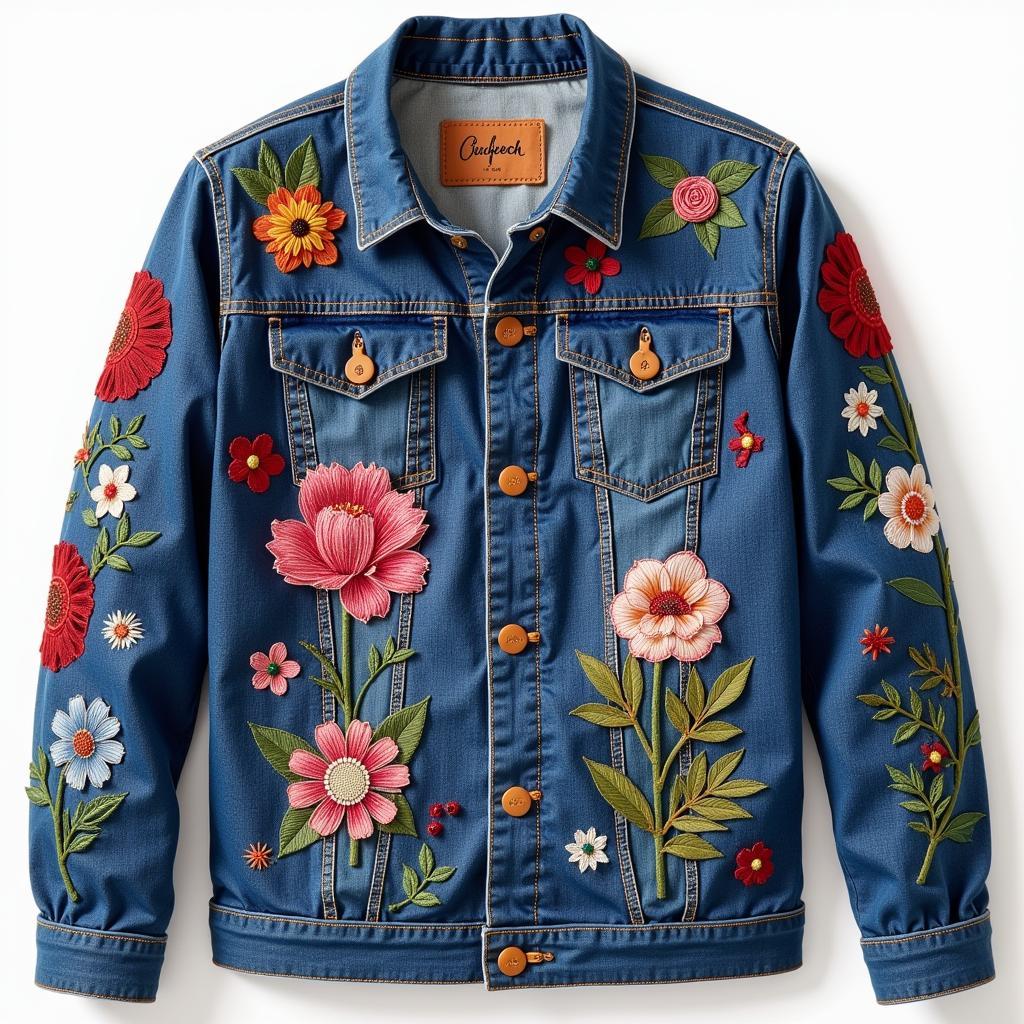 Custom Embroidered Denim Jacket with Free Designs