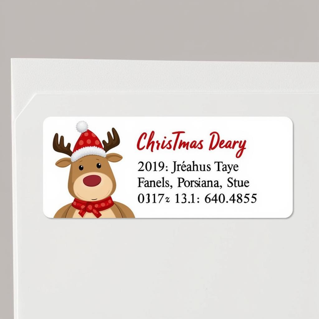 customizable christmas address label with reindeer